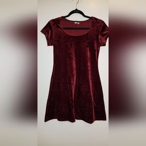 Burgandy Velvet Dress with Roses